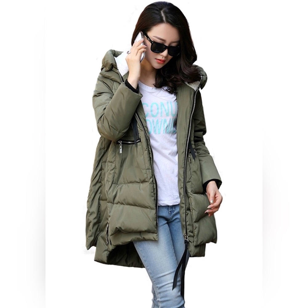 Orolay- Women's Thickened Down Jacket, Army Green